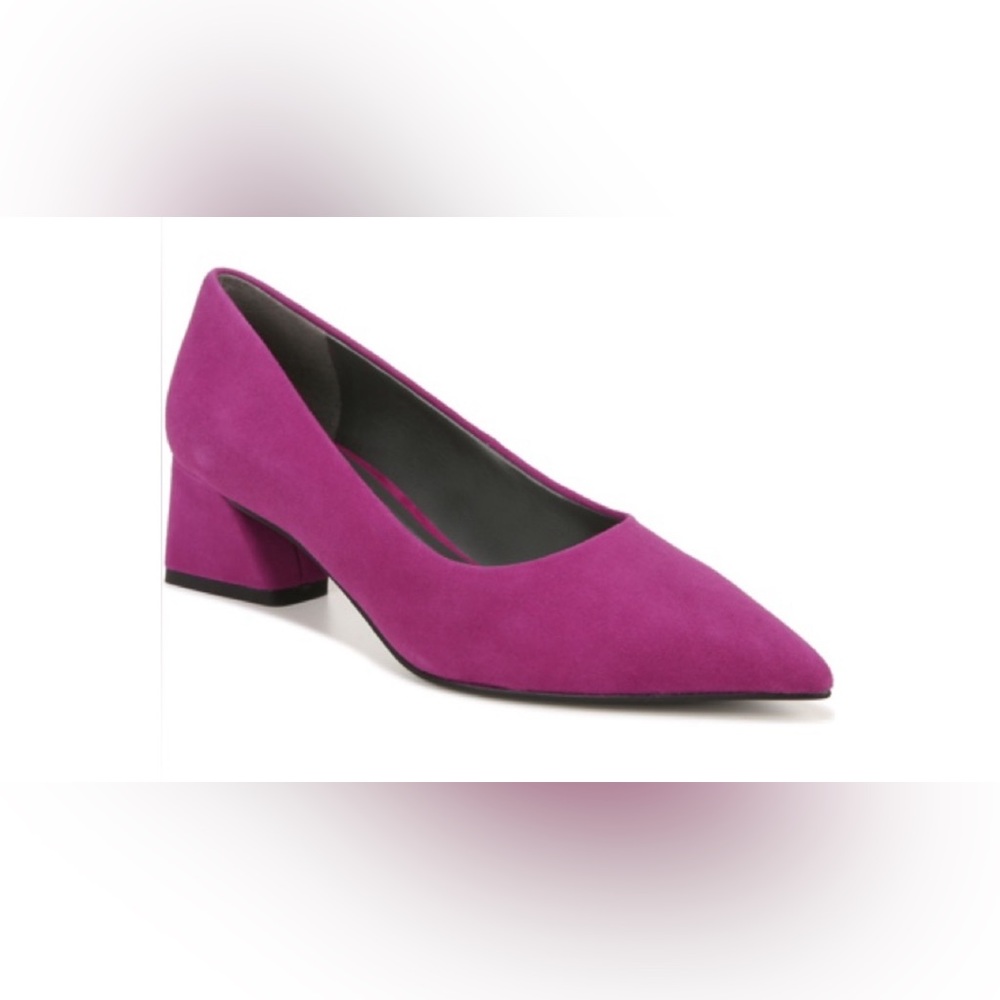 FRANCO SARTO L RACER PURPLE raspberry suede point toe pump NEW sz 5.5 BLOCK HEEL